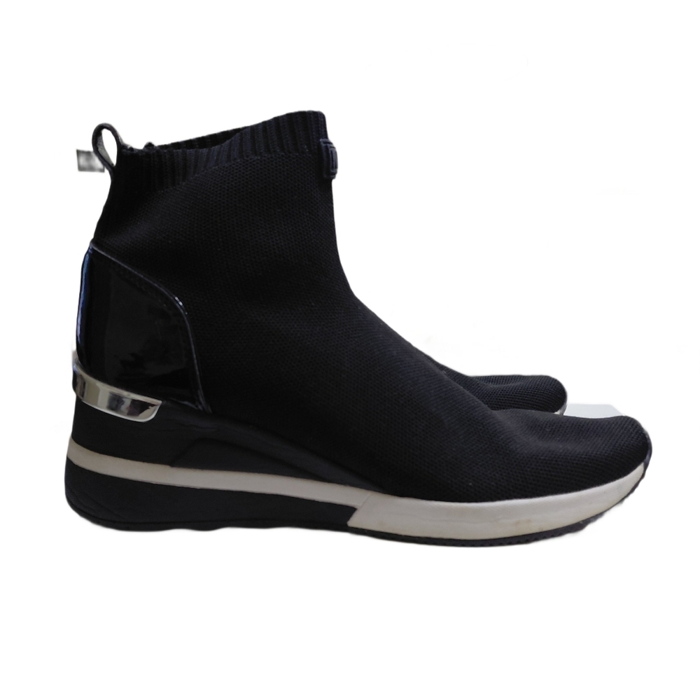 Michael Kors Black and White Stretch-Knit Women's Size 9.5 Sock Sneakers - Picture 5 of 11